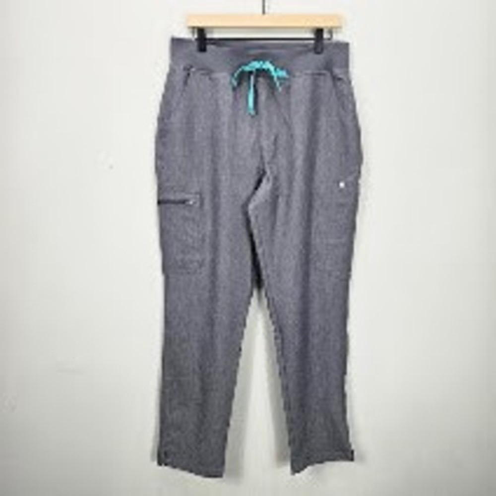 Figs Yola Scrub Pants Womens L Gray Graphite High Waist Medical Utility Work NWT